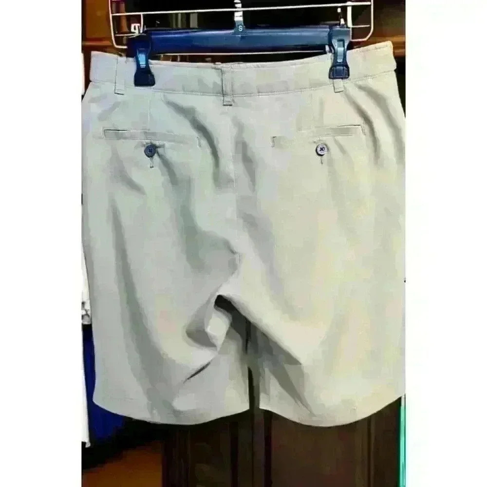 Pebble Beach Mens Size 32 Golf Shorts Dry-Luxe Performance Khaki Tan Flat Front - Picture 2 of 10